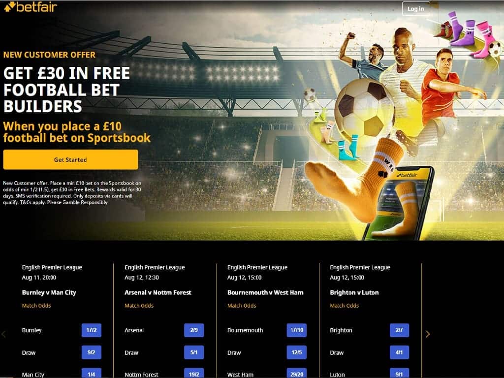 Betfair landing page