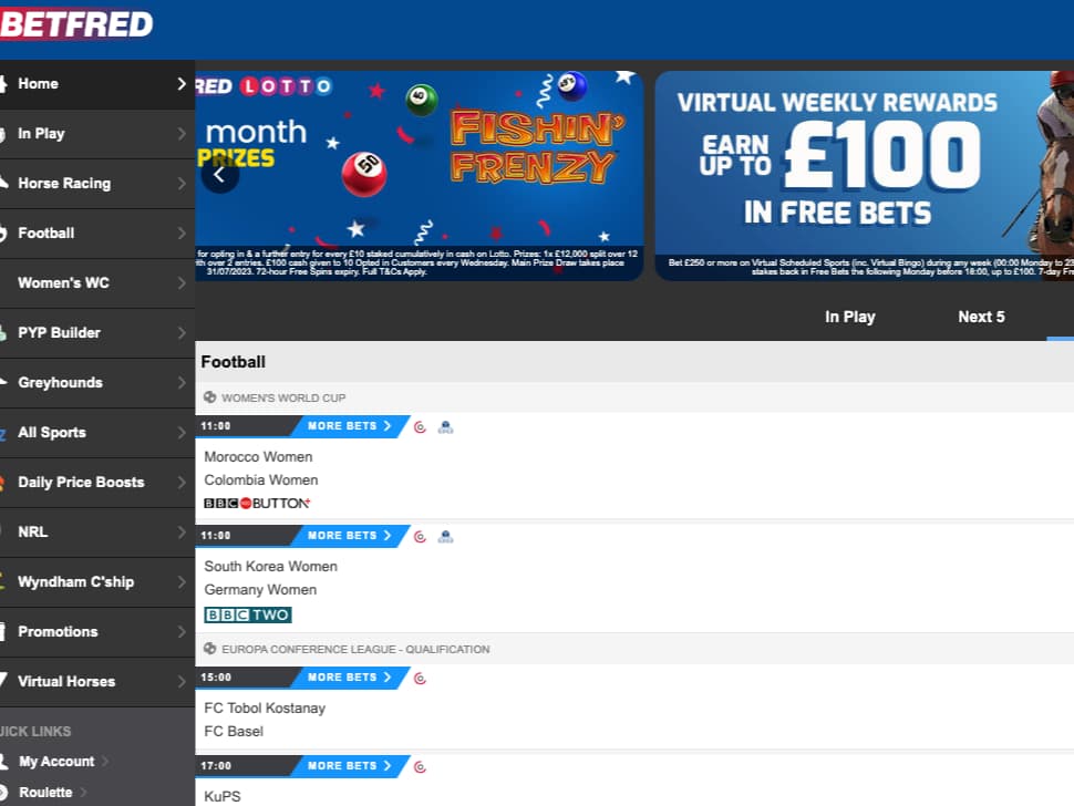 betfred sports homepage