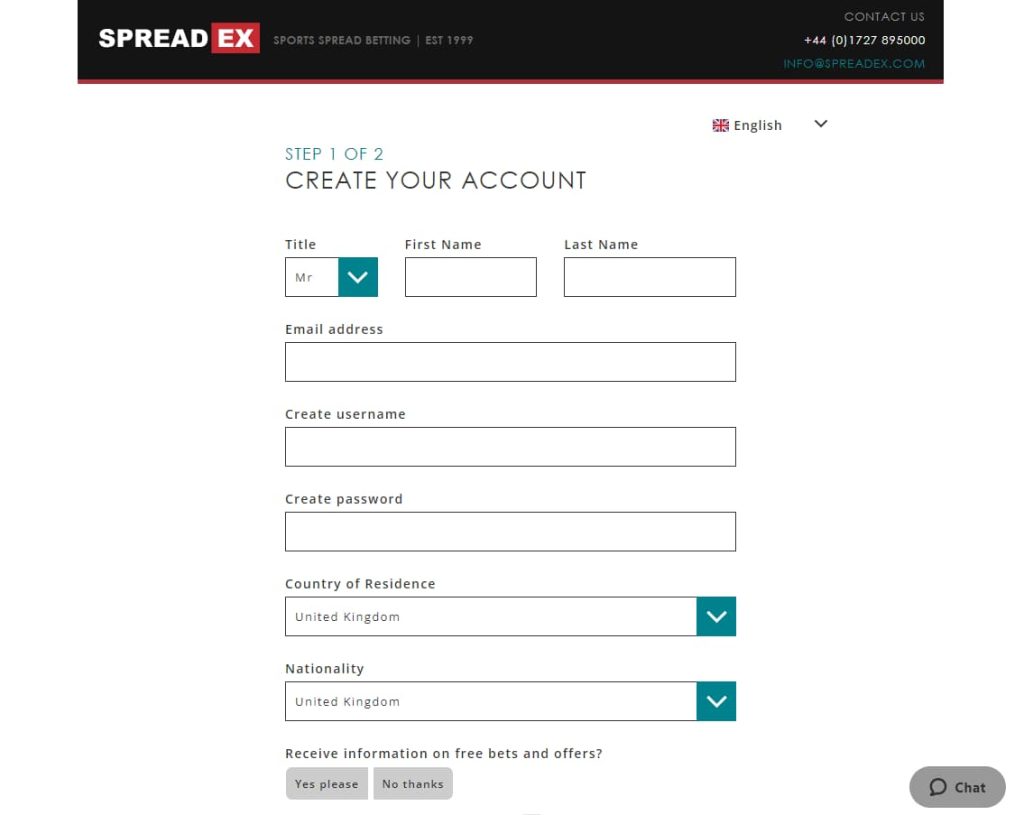 Spreadex Review Registration