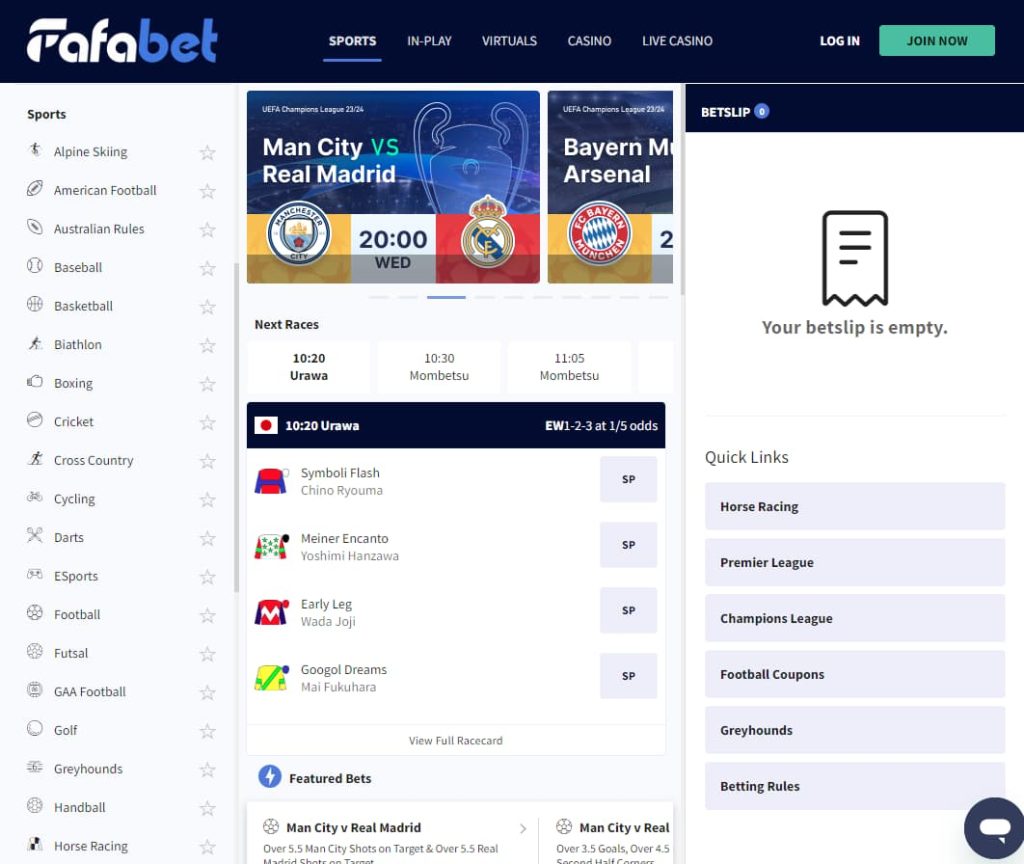 Fafabet Review Sports Markets