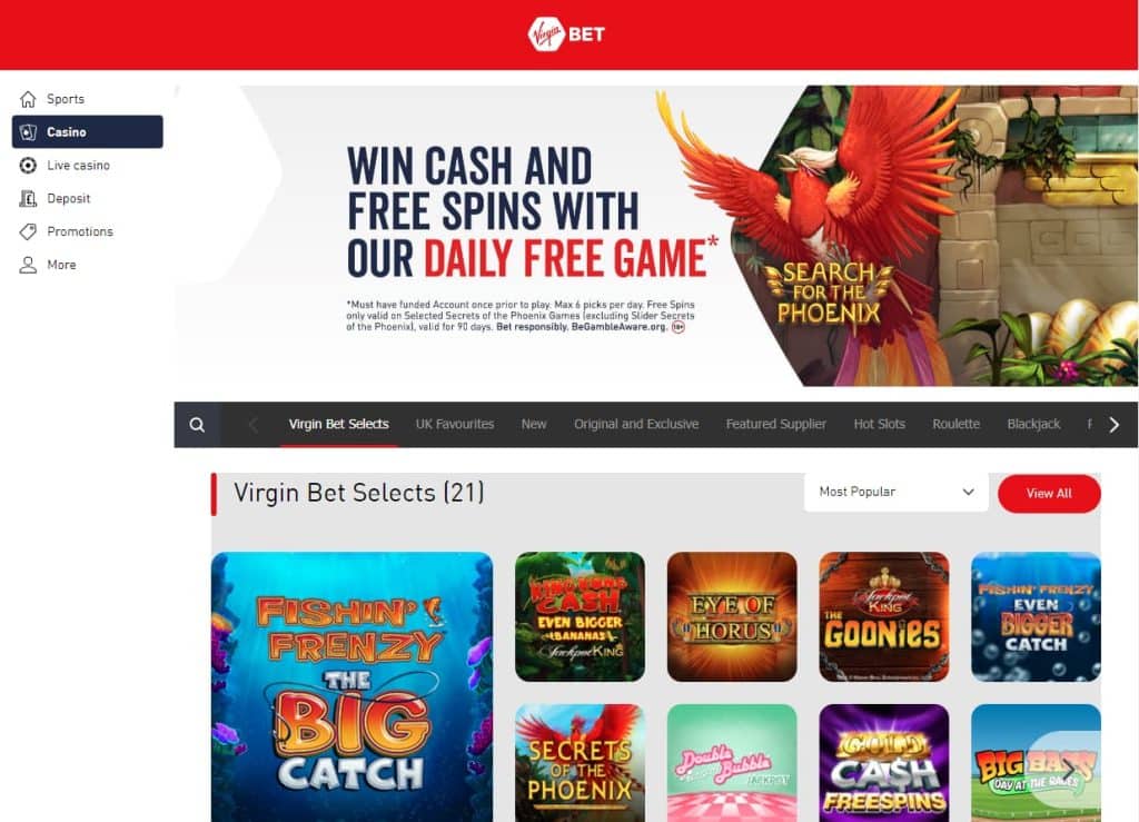 Virgin Bet Casino Review