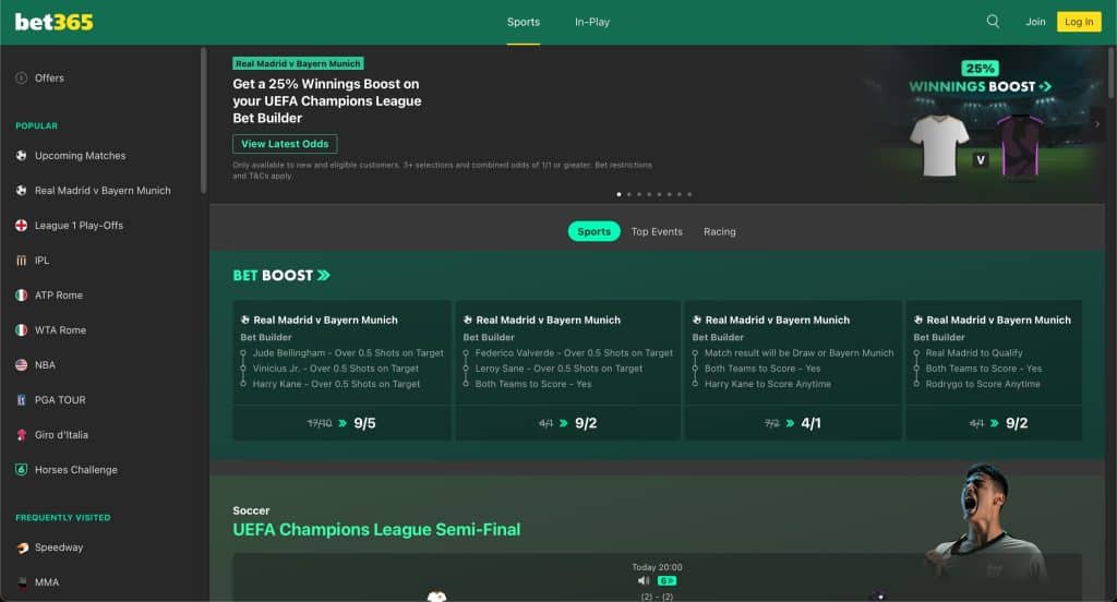 bet365 front page